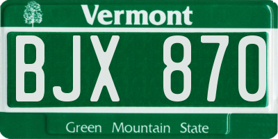 VT license plate BJX870