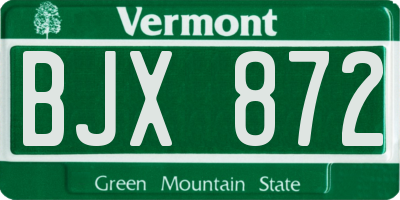 VT license plate BJX872