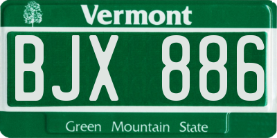 VT license plate BJX886