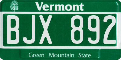 VT license plate BJX892