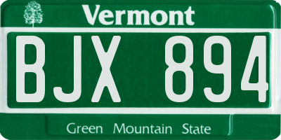 VT license plate BJX894