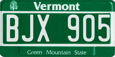 VT license plate BJX905