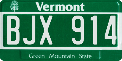 VT license plate BJX914