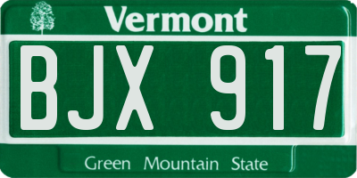 VT license plate BJX917