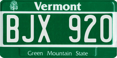 VT license plate BJX920