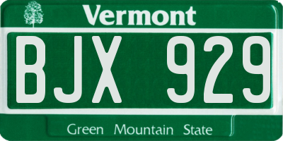 VT license plate BJX929