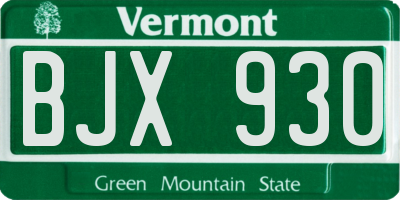 VT license plate BJX930