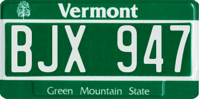 VT license plate BJX947