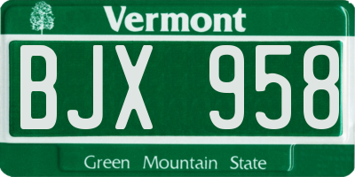 VT license plate BJX958