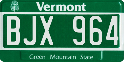 VT license plate BJX964
