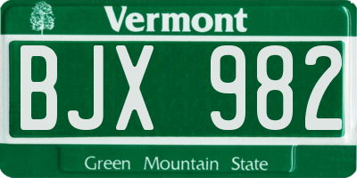 VT license plate BJX982