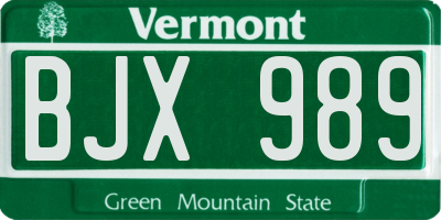 VT license plate BJX989