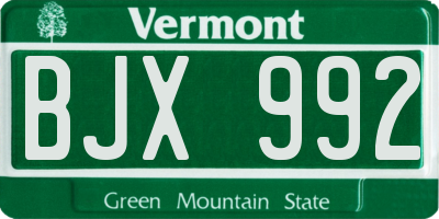 VT license plate BJX992