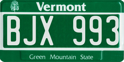 VT license plate BJX993