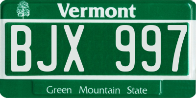 VT license plate BJX997