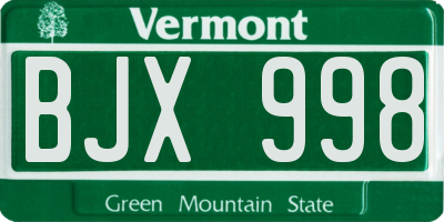 VT license plate BJX998