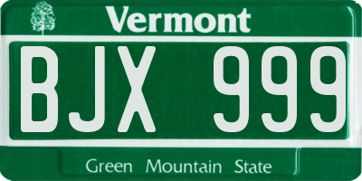 VT license plate BJX999