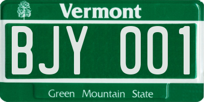 VT license plate BJY001