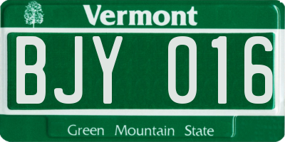 VT license plate BJY016