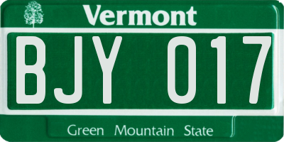 VT license plate BJY017