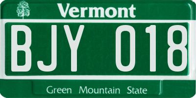 VT license plate BJY018