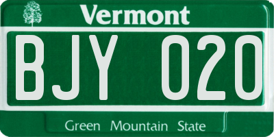 VT license plate BJY020