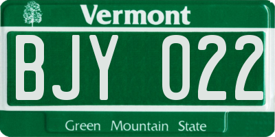 VT license plate BJY022