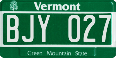 VT license plate BJY027