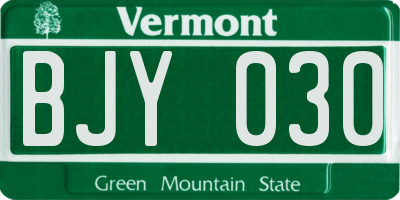 VT license plate BJY030