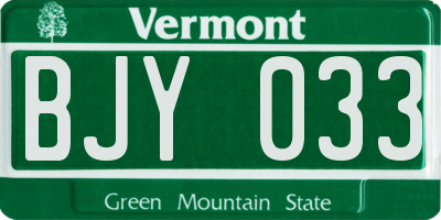 VT license plate BJY033