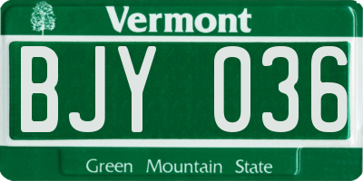 VT license plate BJY036