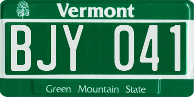 VT license plate BJY041