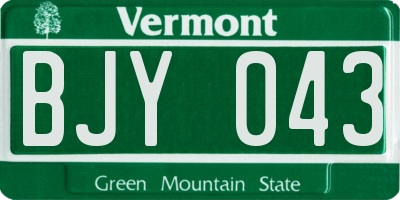 VT license plate BJY043