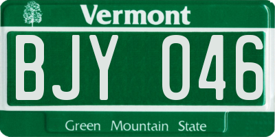 VT license plate BJY046