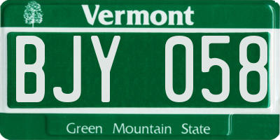 VT license plate BJY058