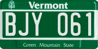 VT license plate BJY061