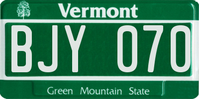VT license plate BJY070