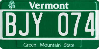 VT license plate BJY074