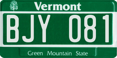 VT license plate BJY081