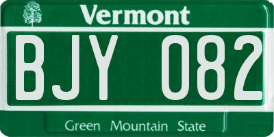 VT license plate BJY082
