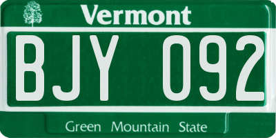 VT license plate BJY092