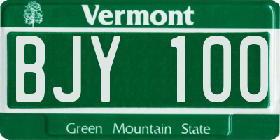 VT license plate BJY100