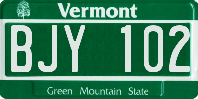 VT license plate BJY102