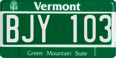 VT license plate BJY103