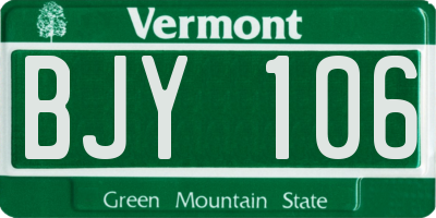 VT license plate BJY106