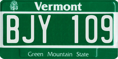 VT license plate BJY109