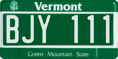 VT license plate BJY111