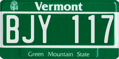 VT license plate BJY117