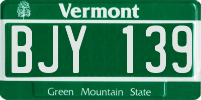 VT license plate BJY139