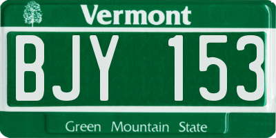 VT license plate BJY153